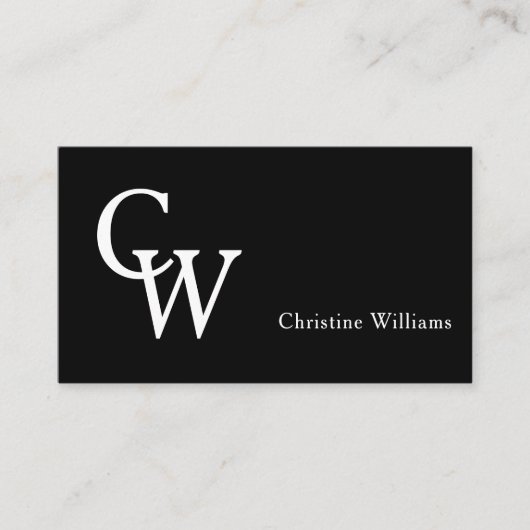 シンプルモノグエレガントラムプロフェッショナル白黒 名刺 (正面)