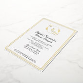 シンプルモノグエレガントラムホワイトn金ゴールドブライダルシャワー 箔招待状 (回転した状態)
