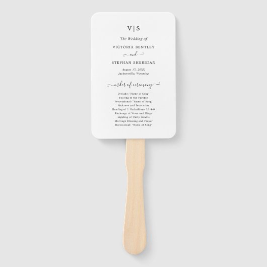 シンプルモノグエレガントラム結婚式 プログラム ハンドファン (正面)