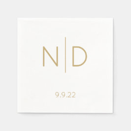 シンプルモノグエレガントラム結婚金ゴールドの日付 スタンダードカクテルナプキン