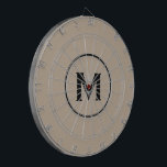 シンプルモノグクラシックラムブラックベージュ ダーツボード<br><div class="desc">ダーツモダンボード黒とベージュシンプルモノグラムメダリオンと黒のクラシックブロックタイポグラフィイニシャル。モノグラムイニシャルでパーソナライズすカスタマイズる。メニューを使用して背景色またはタイポグラフィを変更する。</div>