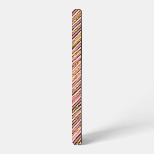 シンプルモノグストライプラムモダンイエロー金ゴールドピンク SAMSUNG GALAXYケース (左側面)