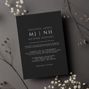 シンプルモノグラエレガントムミニマ結婚リスト 招待状