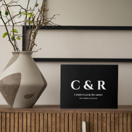 シンプルモノグラエレガントム・ブラック結婚ズ ゲストブック