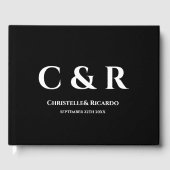 シンプルモノグラエレガントム・ブラック結婚ズ ゲストブック (正面)