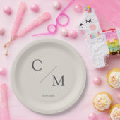 シンプルモノグラエレガントム ペーパープレート (パーティー)