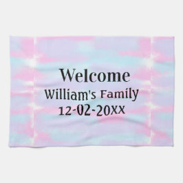 シンプルモノグラミニマルムのロゴ歓迎パーソナライズされた キッチンタオル