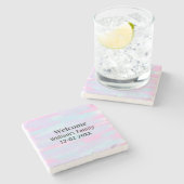 シンプルモノグラミニマルムのロゴ歓迎パーソナライズされた ストーンコースター (横)