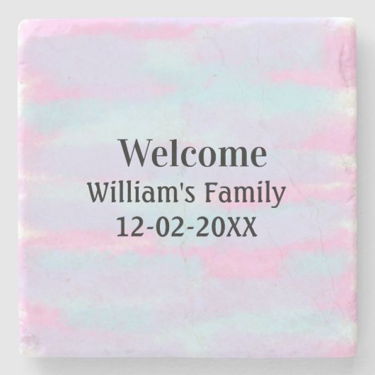 シンプルモノグラミニマルムのロゴ歓迎パーソナライズされた ストーンコースター (正面)