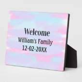 シンプルモノグラミニマルムのロゴ歓迎パーソナライズされた フォトプラーク (側面)