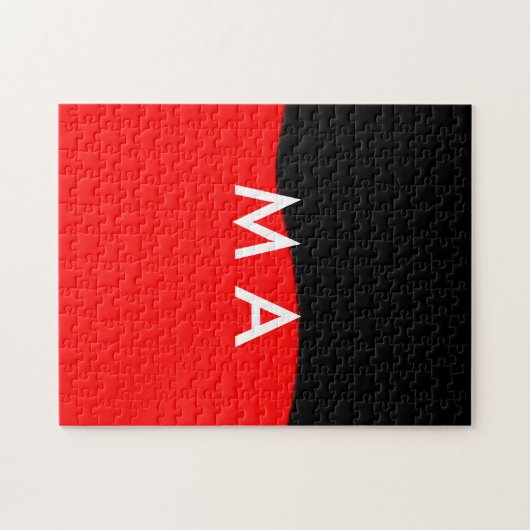 シンプルモノグラムあなたの名前を追加しますミニマル男t ジグソーパズル (横)