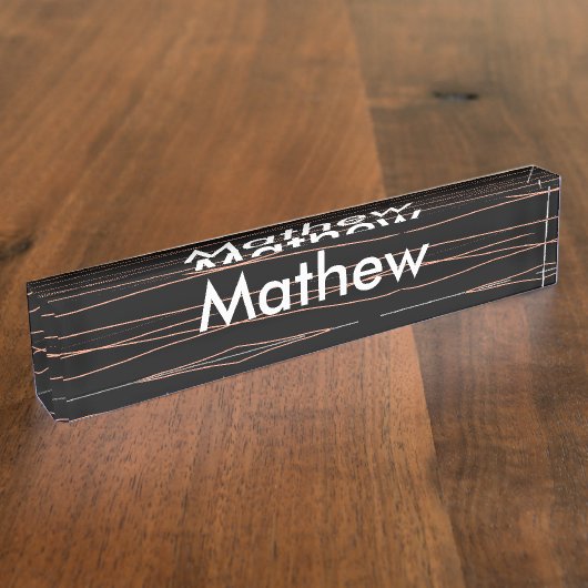 シンプルモノグラムあなたの名前を追加しますミニマル男t デスクネームプレート (側面)