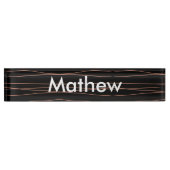 シンプルモノグラムあなたの名前を追加しますミニマル男t デスクネームプレート (正面)