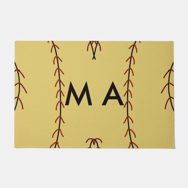 シンプルモノグラムあなたの名前を追加しますミニマル男t ドアマット (正面)