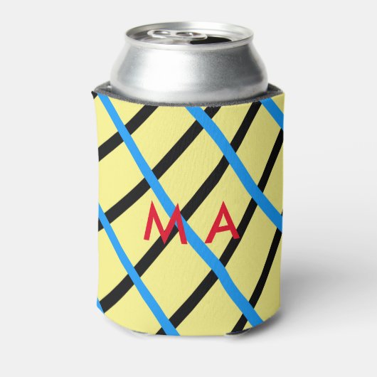 シンプルモノグラムあなたの名前を追加しますミニマル男t 缶クーラー (缶裏面)