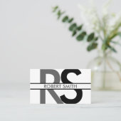 シンプルモノグラムと名前のプレート 名刺 (スタンド正面)
