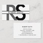 シンプルモノグラムと名前のプレート 名刺 (正面/裏面)