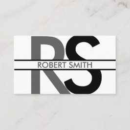 シンプルモノグラムと名前のプレート 名刺