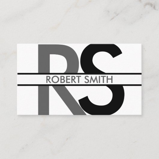 シンプルモノグラムと名前のプレート 名刺 (正面)