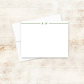 シンプルモノグラムと森の緑の線カスタム付 ノートカード