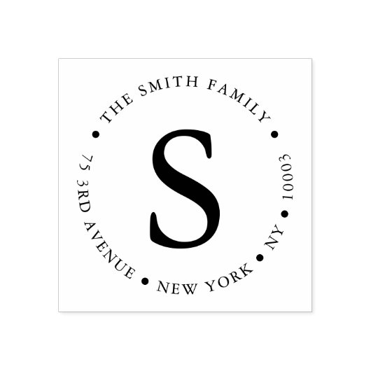 シンプルモノグラムのはっきりした円差出人住所 ラバースタンプ (インプリント)