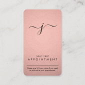 シンプルモノグラムのフェイクバラ金箔縦 予約カード (裏面)