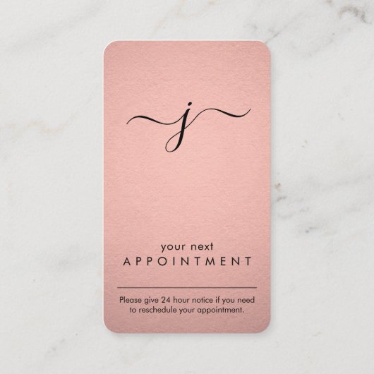 シンプルモノグラムのフェイクバラ金箔縦 予約カード (裏面)