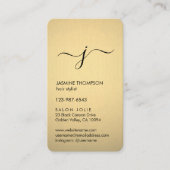 シンプルモノグラムのフェイク Black & Gold Foil Vertical 予約カード (正面)