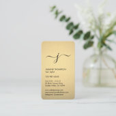 シンプルモノグラムのフェイク Black & Gold Foil Vertical 予約カード (スタンド正面)