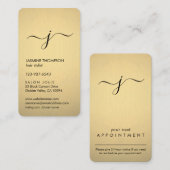 シンプルモノグラムのフェイク Black & Gold Foil Vertical 予約カード (正面/裏面)