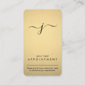 シンプルモノグラムのフェイク Black & Gold Foil Vertical 予約カード (裏面)