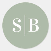 シンプルモノグラムの光リーフグリーン結婚ズ ラウンドシール (正面)