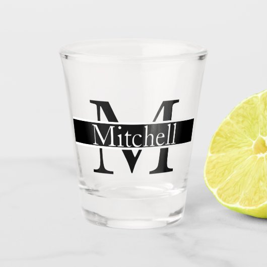 シンプルモノグラムの名パーソナライズされた ショットグラス (正面)