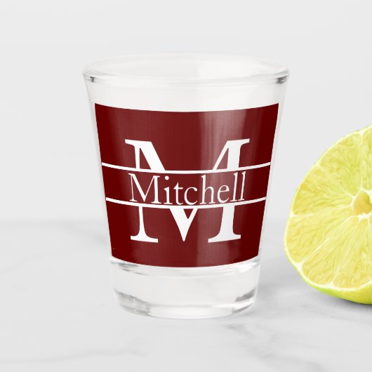 シンプルモノグラムの名パーソナライズされた ショットグラス (正面)