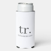 シンプルモノグラムの名パーソナライズされた スリム缶クーラー (Seltzer裏面)