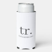 シンプルモノグラムの名パーソナライズされた スリム缶クーラー (Seltzer正面)