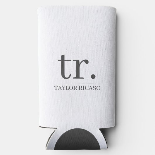 シンプルモノグラムの名パーソナライズされた スリム缶クーラー (裏面)