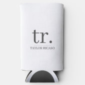 シンプルモノグラムの名パーソナライズされた スリム缶クーラー (正面)