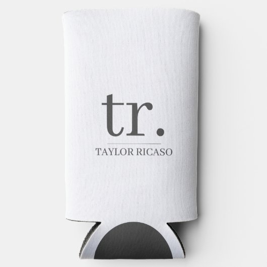 シンプルモノグラムの名パーソナライズされた スリム缶クーラー (正面)