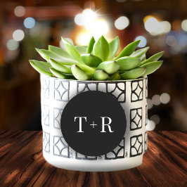 シンプルモノグラムの白黒結婚ズ ラウンドシール