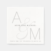 シンプルモノグラムの結婚式パーティー スタンダードカクテルナプキン (正面)