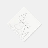 シンプルモノグラムの結婚式パーティー スタンダードカクテルナプキン (角)