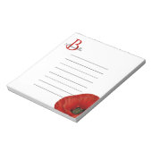 シンプルモノグラムの赤ポピー並び ノートパッド (回転)