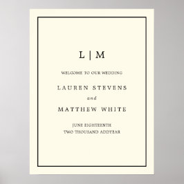シンプルモノグラムアイボリーエレガントウェルカム結婚ズ ポスター