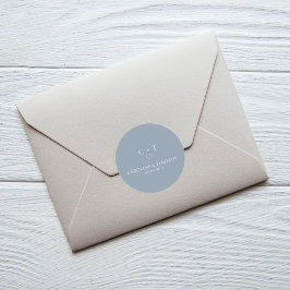 シンプルモノグラムイニシャルダスティブルー結婚ズ ラウンドシール