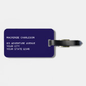 シンプルモノグラムイニシャルミニマル海軍ブルー ラゲッジタグ (裏面横)