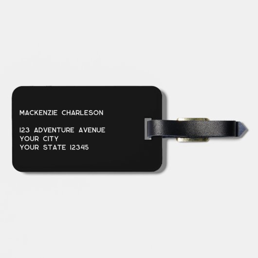 シンプルモノグラムイニシャルミニマル白黒 ラゲッジタグ (裏面横)