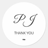 シンプルモノグラムイニシャル感謝していユー結婚ズ ラウンドシール (正面)