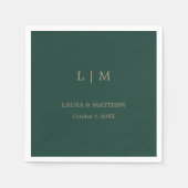 シンプルモノグラムエメラルドグ結婚リーン スタンダードカクテルナプキン (正面)