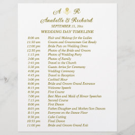 シンプルモノグラムエレガントなウェディングタイムライン チラシ